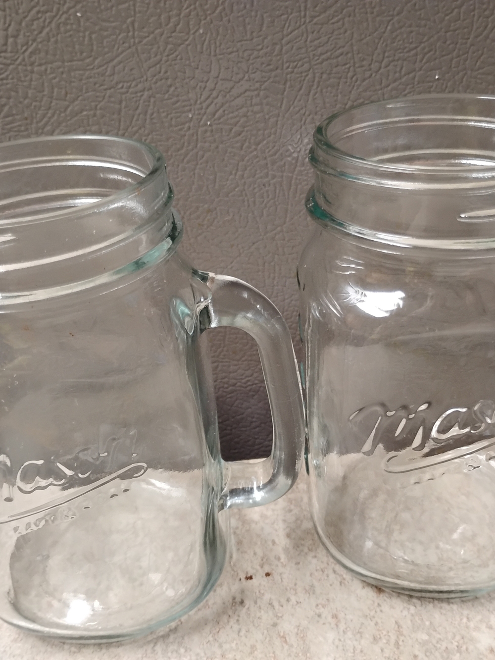 Mason Clear Glass Drinking Jars with Handles - Transparent Set